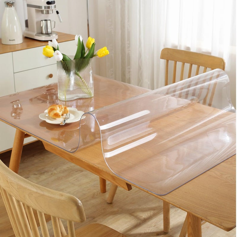OstepDecor Clear Table Protector 36 x 66 Inch, 1.5mm Thick Plastic Table Cover, Waterproof PVC Clear Table Cover Protector, Desk Protector Mat, Writing Desk Pad for Desktop, Coffee & Dining Room Table - Image 2